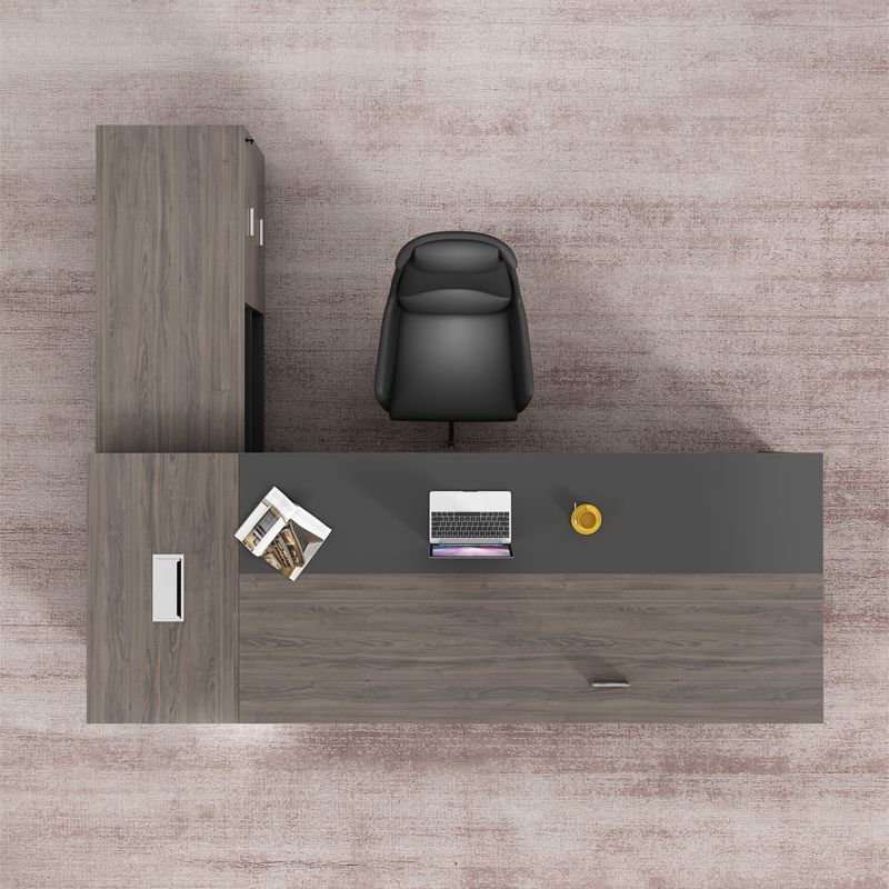 Director L-Shape Office Table Luxury Desk Made in Particle Board with Secure Drawer, Storage CPU Space, Side Unit & Wire Manager
