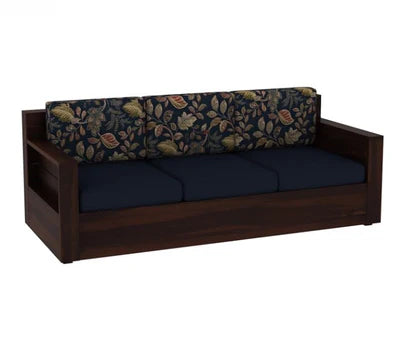 3 Seater Wooden Sofa For Home Furniture Upholstery Fabric Premium Comfortable; Sofa; Durable Design For Living Room -Navy Blue
