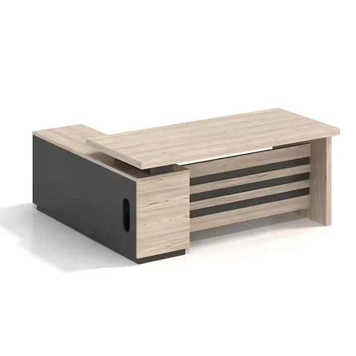 Director L-Shaped Table Luxury Design Wooden Furniture for CEO & Director Offices with Drawers and Storage