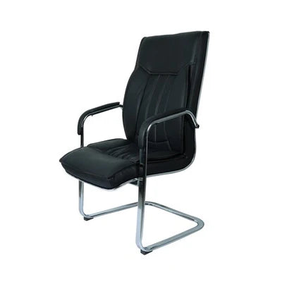 Leatherette Finish Guest Chair – Strong Metal Support for Long-Lasting Use