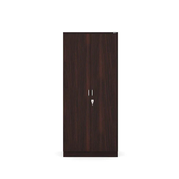 Wooden Wardrobe – 2-Door with Lock Storage Unit in Particle Board Open Shelves