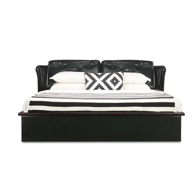Luxury King Size Fully Upholstered Leatherette Bed Made in wooden with Button Back Rest Support