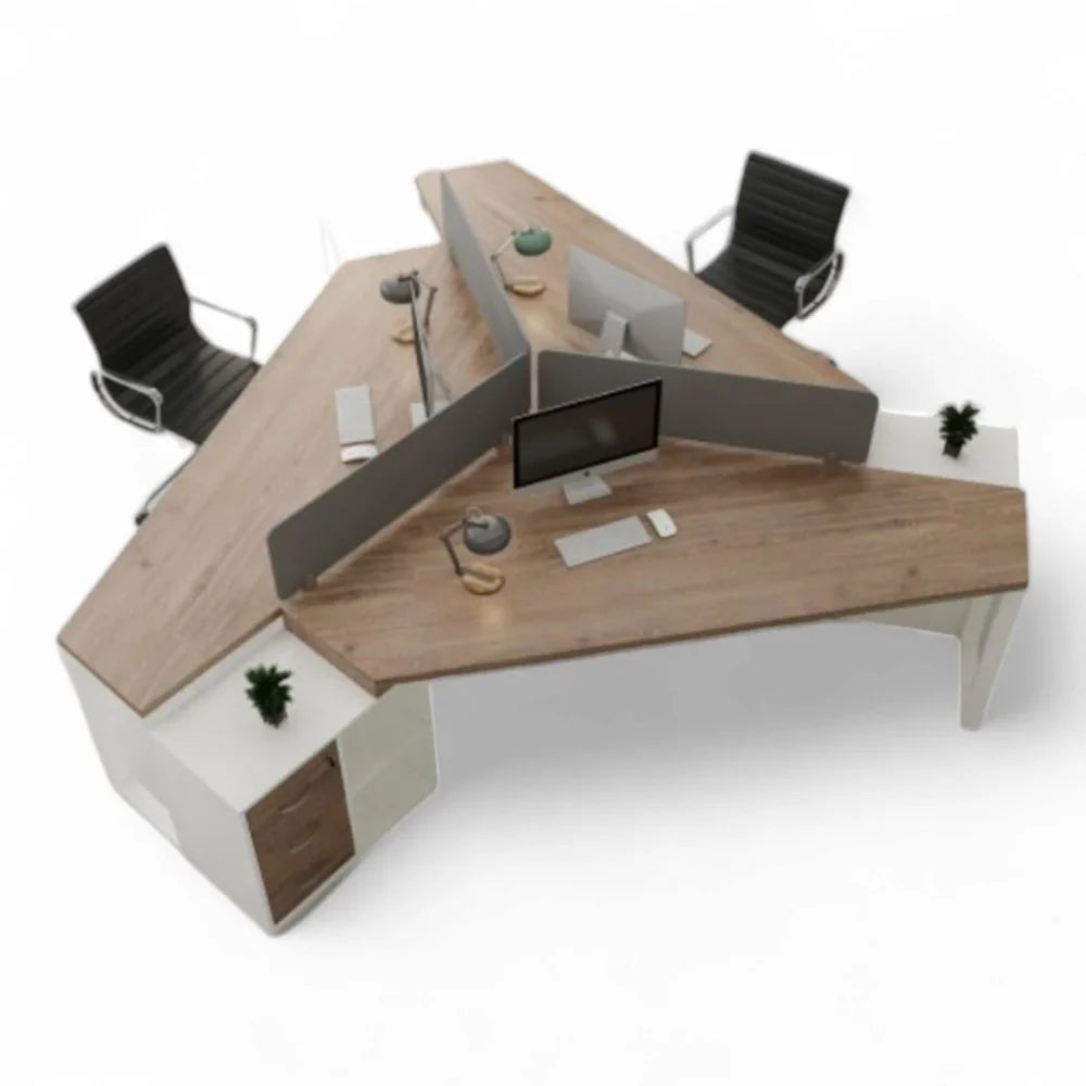 3-Seater Modular Office Workstation with Divider Panels