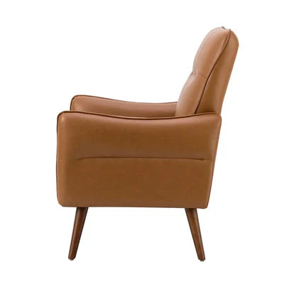 Lounge Chair with Arm Modern &amp; Durable Design Upholstery Pu Leatherette Comfortable Seating for Living Room &amp; Offices - Brown