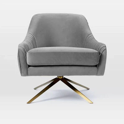 Lounge Chair Upholstered in Velvet Cozy and Stylish ,Comfortable Arm Chair Durable Design for Living Room or Office -Grey