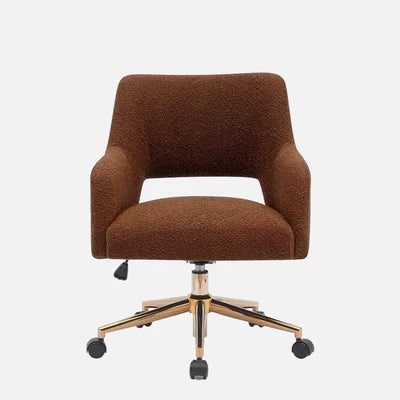 Lounge Mid-Century Upholstered in Woolen Modern Office Vanity Swivel Chair with Wheels Modern and durable-Rust Orange