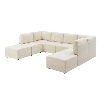 7 Seater Sofa&nbsp;Wide Symmetrical Modular Corner Design Upholstery Suede Modern And Durable Design For Living Room