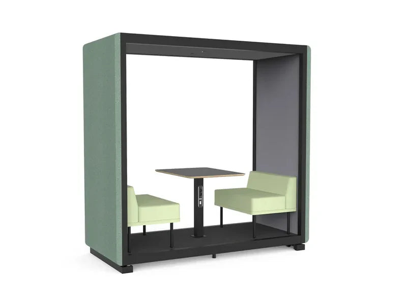 Office Focus Booth with Enclosed Seating Space with Contemporary 2-Seater with Privacy Enclosure.