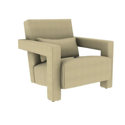 Lounge Chair Upholstered in Fabric Luxurious and Comfortable durable Design legs Wooden leg base with polish-Off White