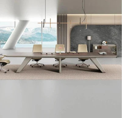 Conference Meeting Table Made in MDF with Melamine and Modern Rectangular - Grey Color