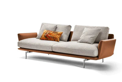 3 Seater Sofa for Stylish &amp; Luxury Design with Cushioned Seating, Premium Leatherette Upholstery, and Metal Chrome Legs Base