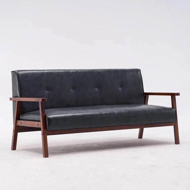 3 Seater Sofa for Home Furniture Upholstery Leatherette and wooden Armrest & Legs with PU Polish