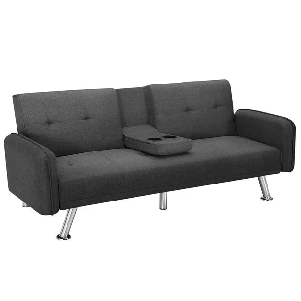 3-Seater Sofa Cum Bed with Premium Leatherette Upholstery, Sturdy Metal Legs, Space-Saving Convertible Design for Living Room Comfort and Stylish Home