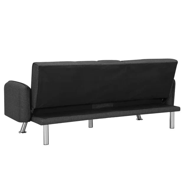3-Seater Sofa Cum Bed with Premium Leatherette Upholstery, Sturdy Metal Legs, Space-Saving Convertible Design for Living Room Comfort and Stylish Home