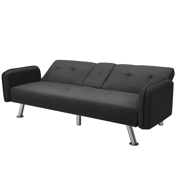 3-Seater Sofa Cum Bed with Premium Leatherette Upholstery, Sturdy Metal Legs, Space-Saving Convertible Design for Living Room Comfort and Stylish Home