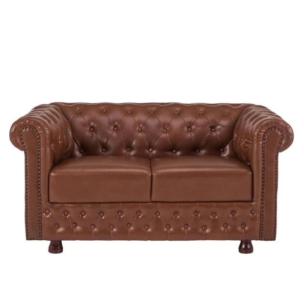 Chesterfield&nbsp;Sofa Leatherette Upholstery With Solid Wood Frame and Wooden Legs Base