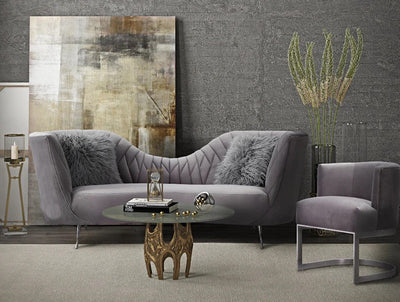 3 Seater Sofa Home Furniture Luxury Upholstery Velvet Marandi Wood &amp; Ply Structure and Metal Legs