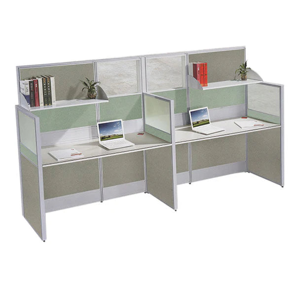 2 Seating Workstation Table with Aluminium Panel Base