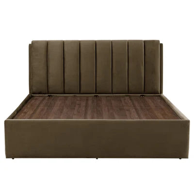 King Size Wooden Bed Upholstered Luxury Design with Hydraulic Storage Wooden Frame; Finished in Premium Velvet/Suede for Elegance ; Durability