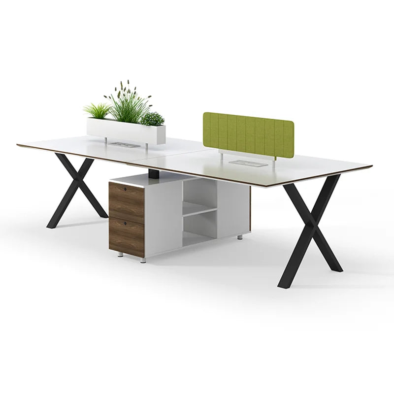 Modern Modular Office Workstation with Storage Cabinet & Pinboard– Sleek Collaborative Desk Design