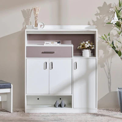 Wooden Shoes Storage Cabinet with Premium Shelves, Modern Shoe Cabinet with Soft hinges Mechanism