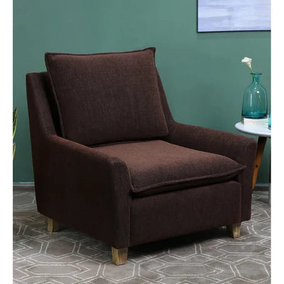 Lounge Chair For Home Furniture Upholstered in Velvet Cozy and Stylish, Comfortable Durable Design for Living Room Or Office -Dark Brown