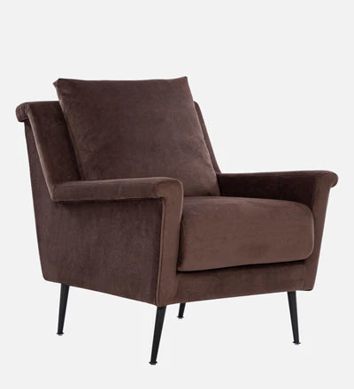 Lounge Chair with Arm For Home Furniture Modern &amp; Durable Design Upholstery Velvet Comfortable Seating for Living Room &amp; Offices - Dark Brown