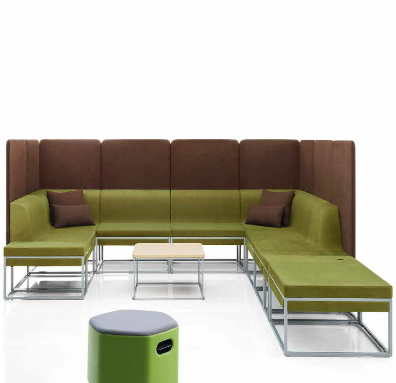 L- Shape Office Focus Sofa with Enclosed Seating Space with Workspace Divider
