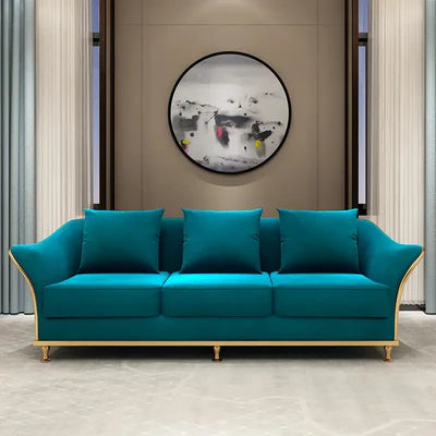 3 Seater Sofa for Home Upholstered in Fine Velvet Fabric with Top-Grade Wood for a Luxurious and Durable Seating Option.