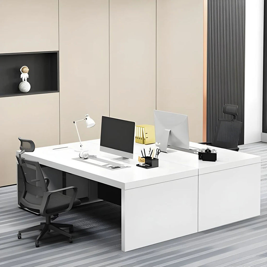 Director & Executive Rectangular Office Table Luxury Desk Made in Particle Board with Drawer and CPU Storage, Wire Manager