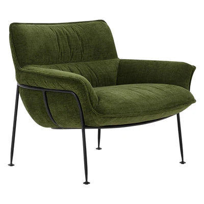 Lounge Chair Upholstered in Velvet Cozy and Stylish ,Comfortable Arm Chair Durable Design for Living Room or Office -Dark Green