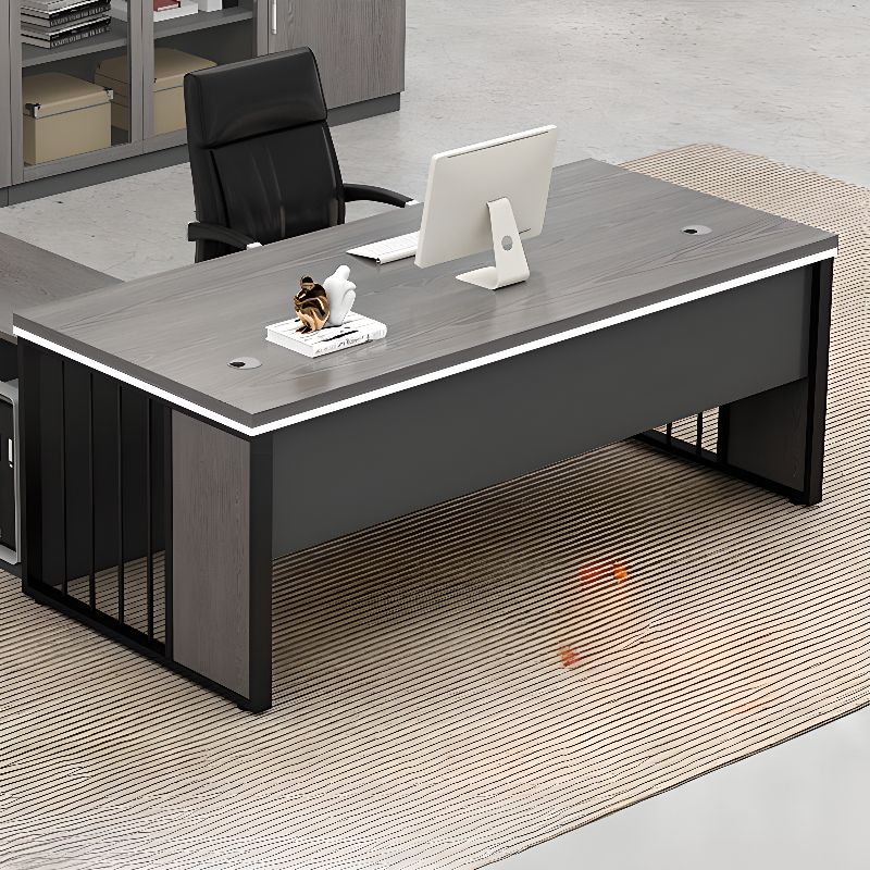 Director L-Shape Office Table Desk Made in Plywood with Wire Manager Drawers Lockable and Storage CPU Space & Metal Base