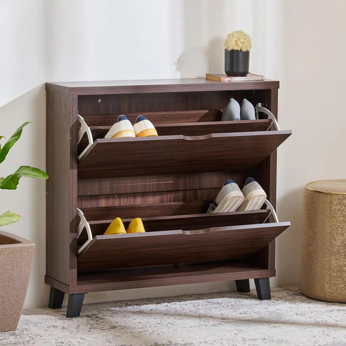 Wooden Shoes Storage Cabinet with Wooden Shelves, Compact Cabinet with Adjustable Storage