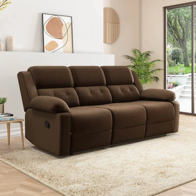 3-Seater Recliner Sofa with PU Leatherette Upholstery, Soft Cushioning, Smooth Recline, and Back Support