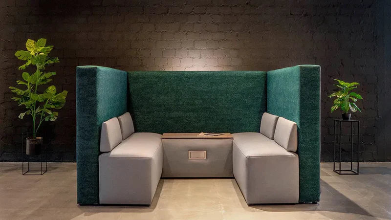 4-Seater Office Focus Sofa with Enclosed Seating Space with Workspace Divider