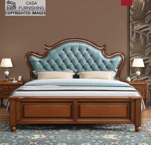 King Size Bed – Solid Wood Frame, Soft Premium Fabric Headboard, Optional Under-Bed or Headboard Storage