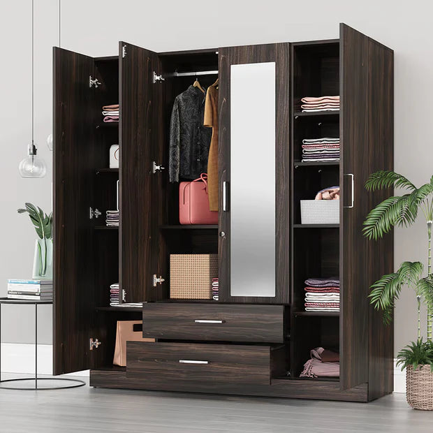 Space-Saving Storage Console – Open Shelves and Covered Storage in a Stylish Build