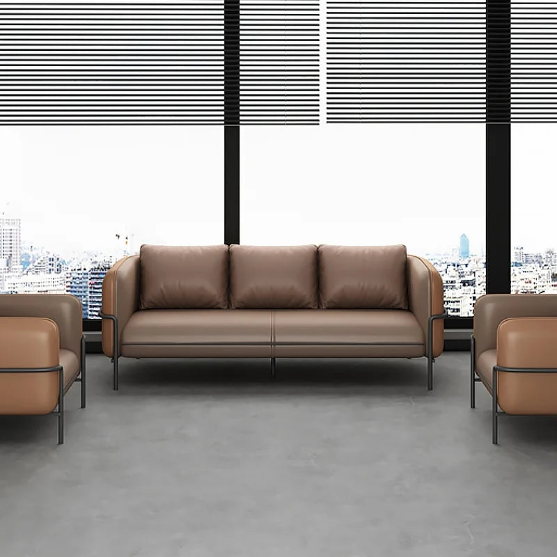 3-Seater Sofa For Home Furniture Made in Wooden Frame with Pu Leatherette and Metal Legs Base