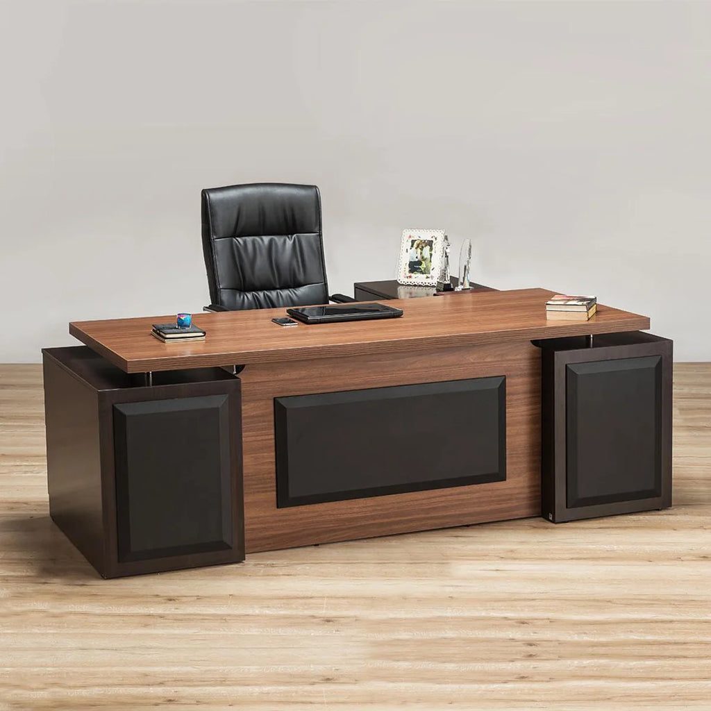 Director L shape Table Made in Engineered Wood and Matte Finish, Brown