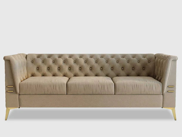 3 Seater Chesterfield sofa Modern Design and Upholstered Premium Quality Fabric and Foam, Durable