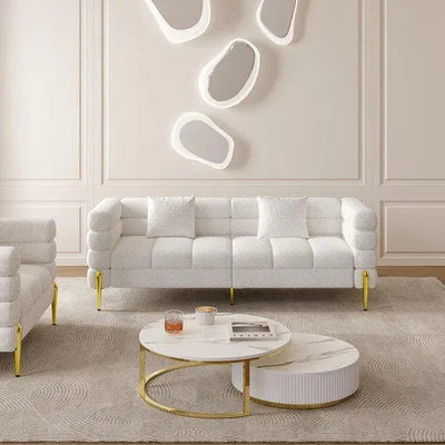 Modern Boucle 3-Seater Sofa with Unique Design, Metal Legs, and High-Elasticity Cushions for Stylish Living Spaces
