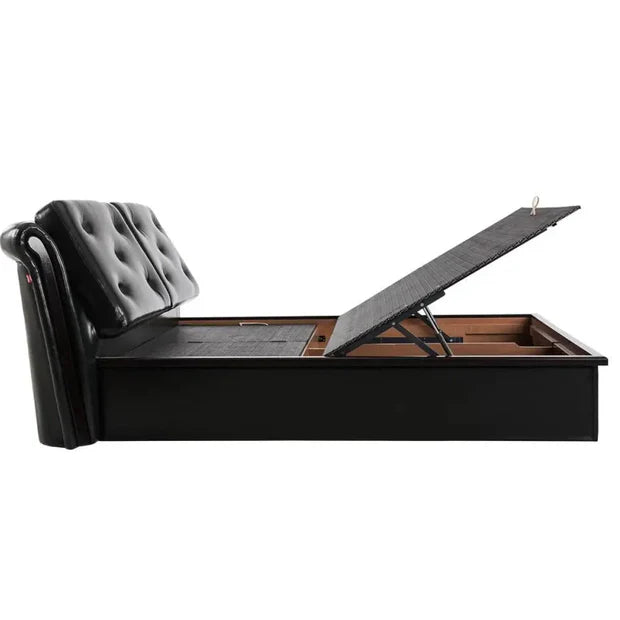 Luxury King Size Fully Upholstered Leatherette Bed Made in wooden with Button Back Rest Support
