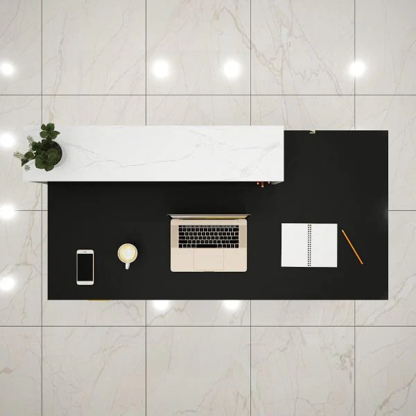 Reception Table Made In Plywood with 1 Drawer, 1 Shutter Unit and Open Space - Black & White