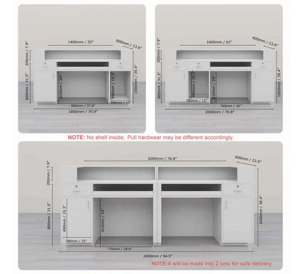 Reception Table for Office Luxury Modern Counter Stylish Design Made in MDF with Marble Pattern and drawer Keyword tray and CPU Space and Openable Storage