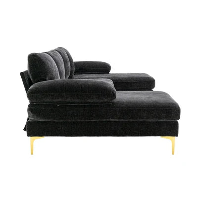 U-Shape Sofa Upholstery Velvet Sectional Lounge Couch Extra Wide Chaise&nbsp; Arms Sofa Design&nbsp;For Living Room and Office