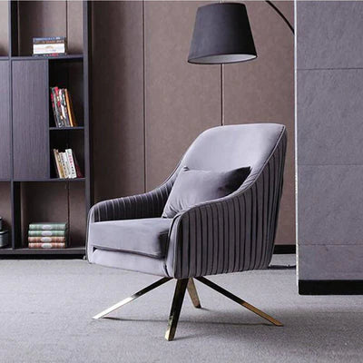 Lounge Chair Upholstered in Velvet Cozy and Stylish ,Comfortable Arm Chair Durable Design for Living Room or Office -Grey