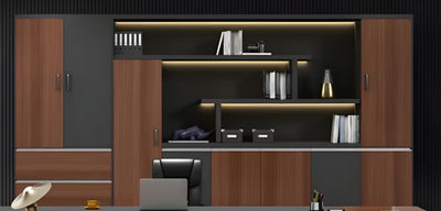 Home and Office Cabinet Premium File Storage for Back Unit Made in Particle Board with Cabinets and Cupboard in Light Brown Color
