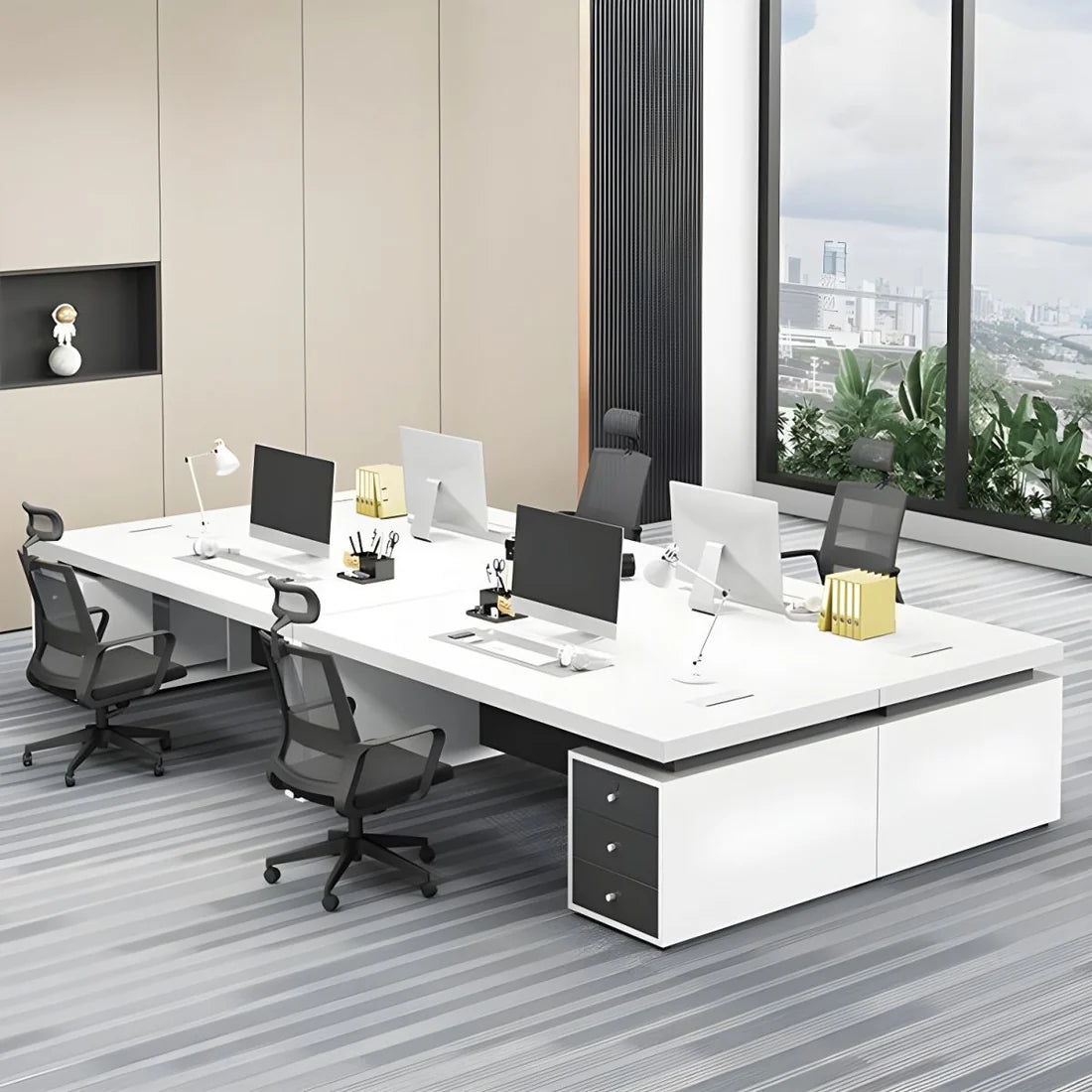 Director & Executive Rectangular Office Table Luxury Desk Made in Particle Board with Drawer and CPU Storage, Wire Manager