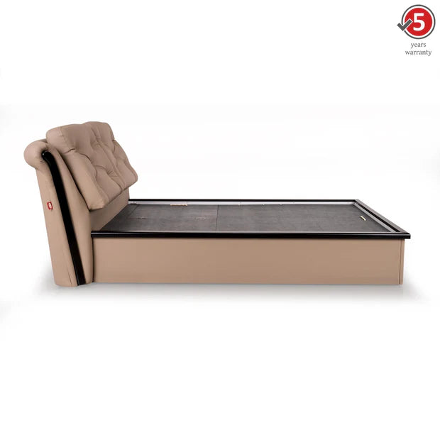 King Size Fully Upholstered Bed Made in Plyboard with Leatherette and Hydraulic Storage for Luxury