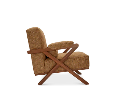 Lounge Chair Wooden Sofa For Home Furniture upholstered in Fabric Wide Arm Chair Modern and durable For Living Room or Bedroom - Brown